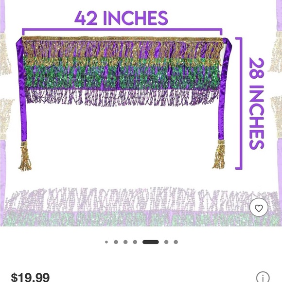 Sequin Mardi Gras Krewe Fringe Skirt in Purple & Gold & Green OS NWOT - Picture 4 of 7